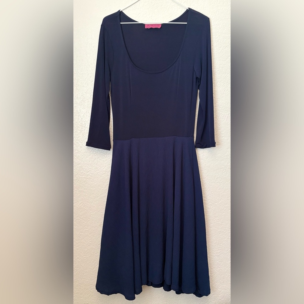 Melissa Masse Made To Measure Navy Scoop Neck Dress Preppy Minimalist Formal XS‎